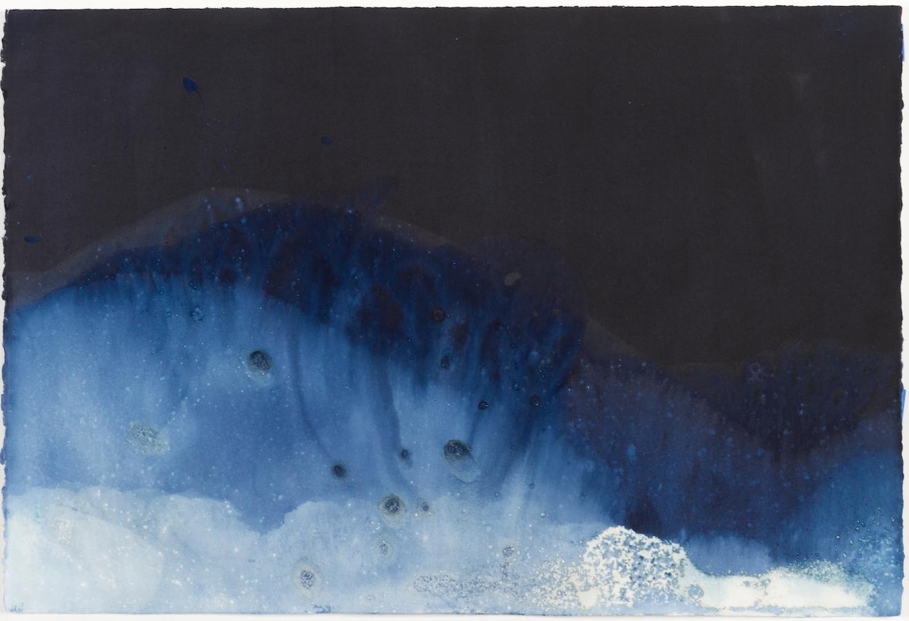 28° 14' 22.942''N, 114° 6' 4.129'' W-9. Cyanotype photograph of the ocean waves - Photograph by Paola Davila