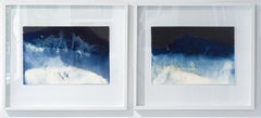 Conjunto de 2 fotografías cianotipias. Enmarcado. De la serie Mareas