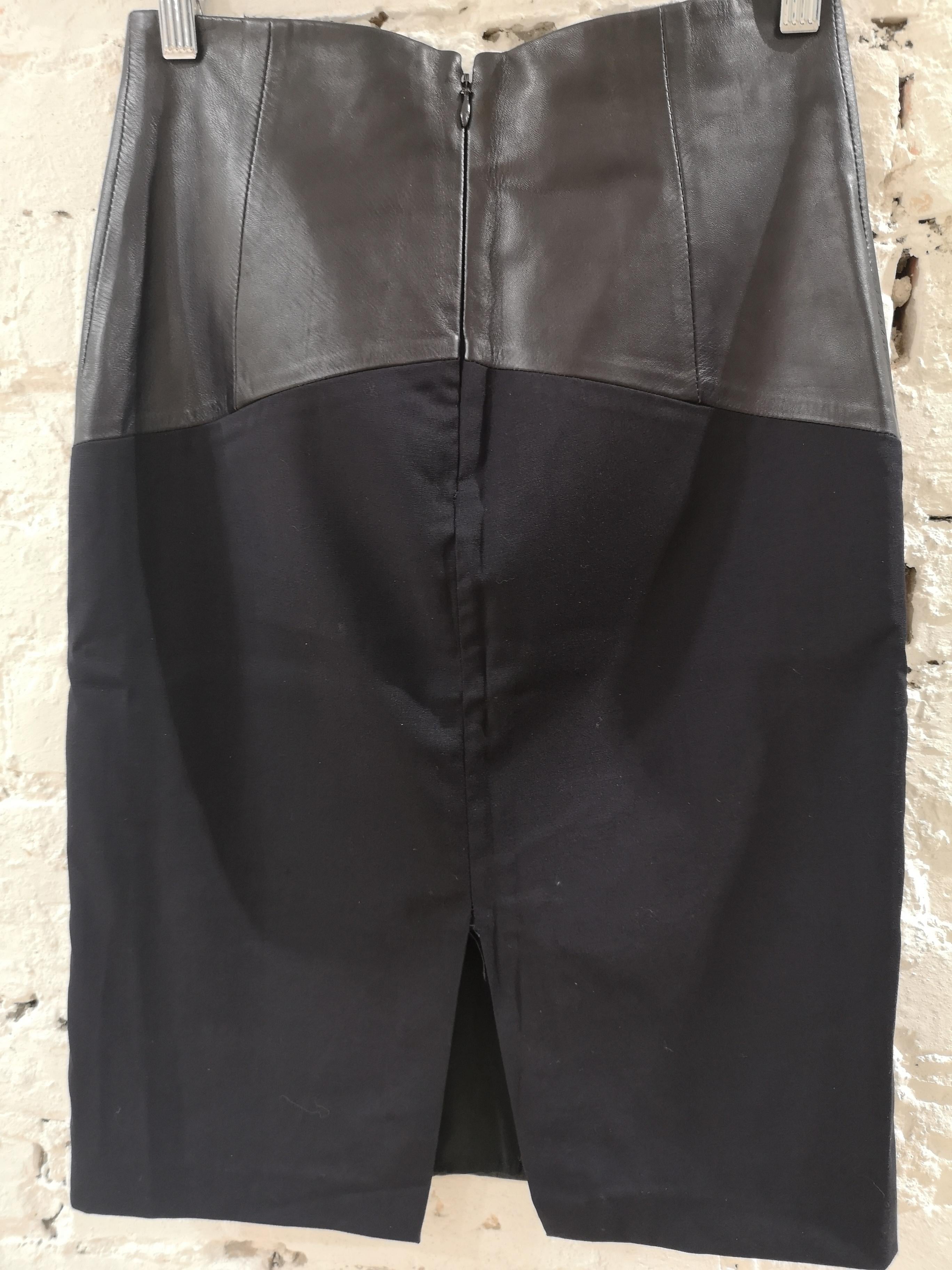 Paola Frani black leather skirt 1