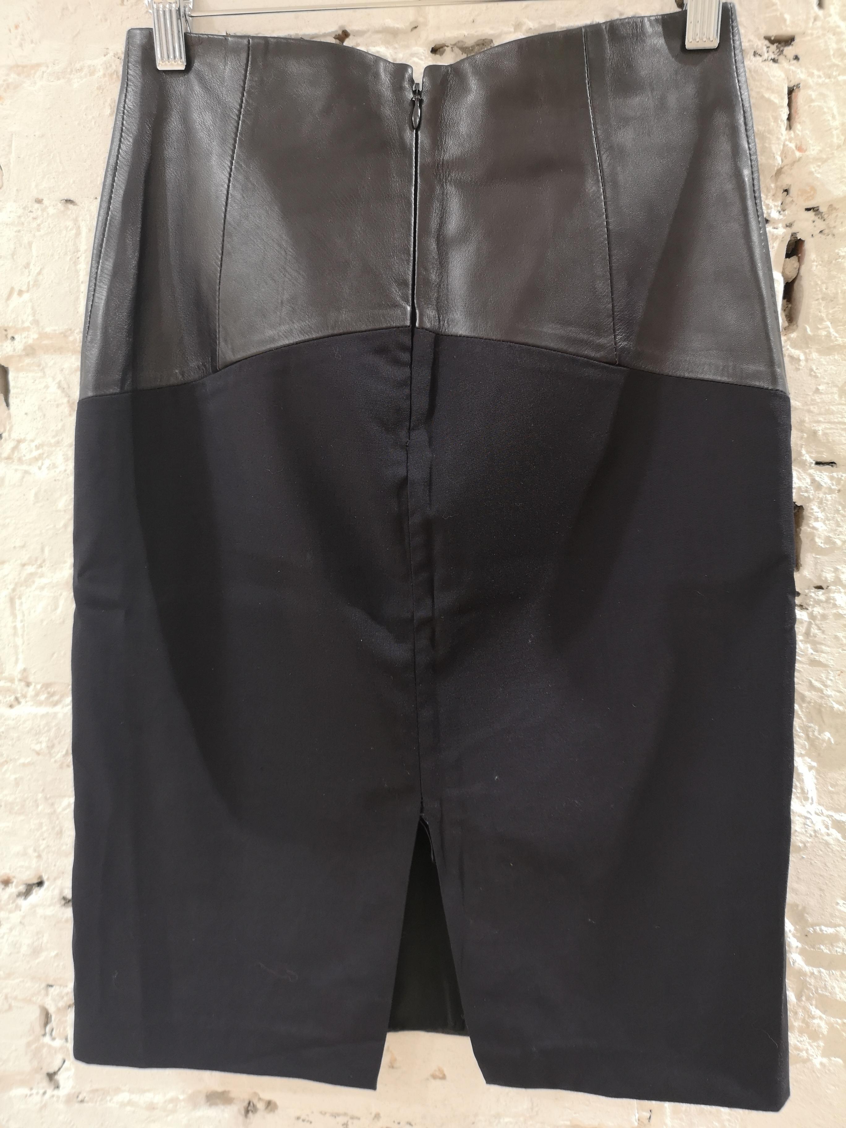 Paola Frani black leather skirt 2