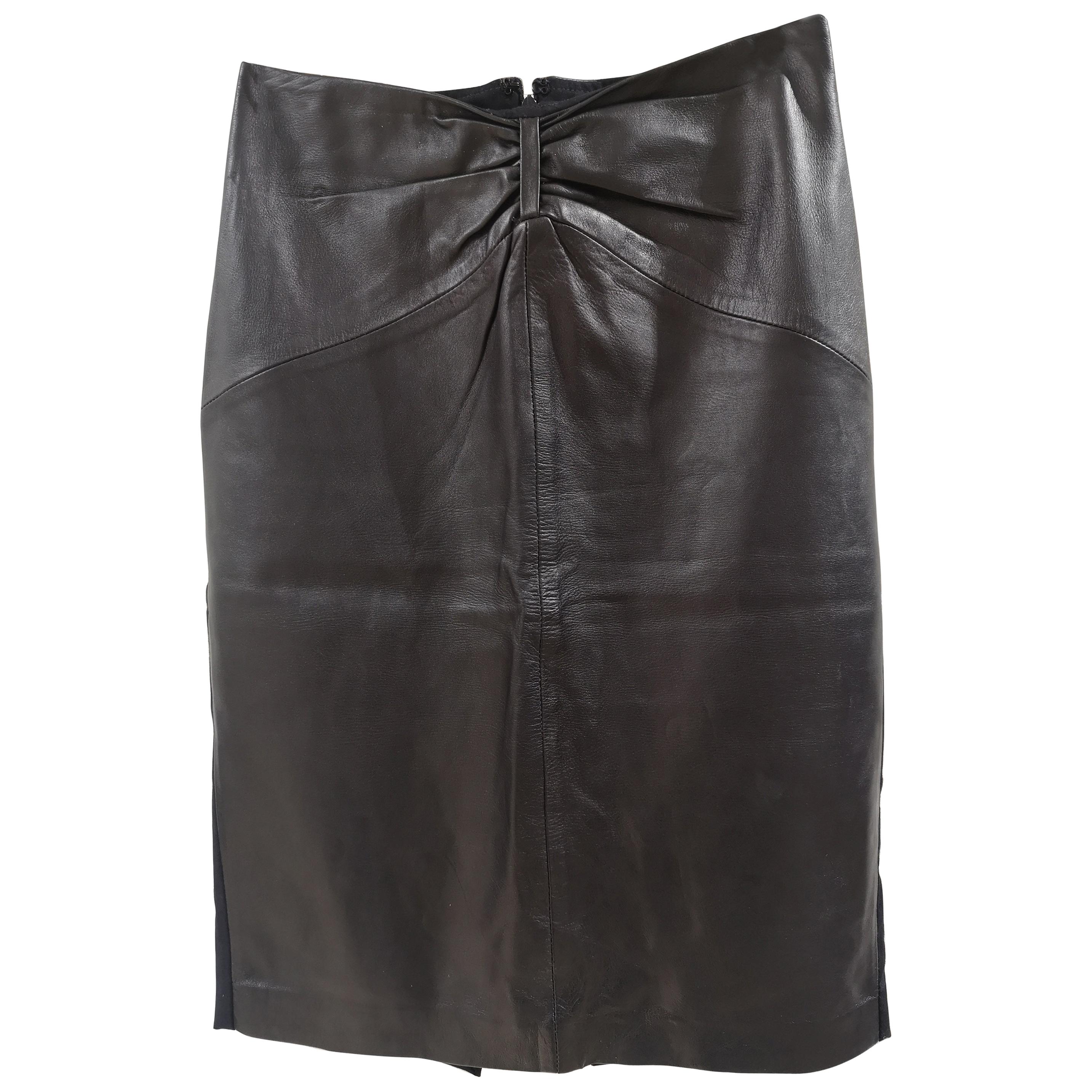Paola Frani black leather skirt