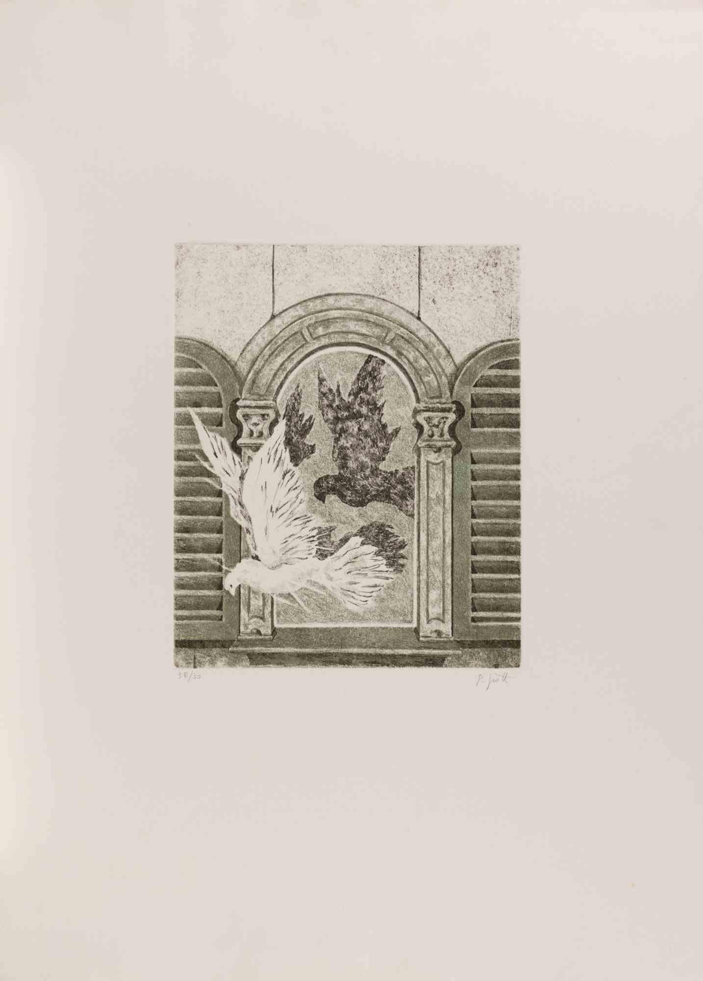 Dove - Etching by Paola Grott - 1990s