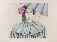 Umbrella Girl - Lithograph by Paola Grott - 1990s