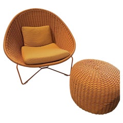 Paola Lenti Outdoor Nido Armchair & Matching Nido Pouf