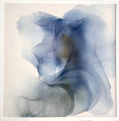 Connection: Abstract Painting on Paper, Ink, Framed, 2010s, 84x84 cm