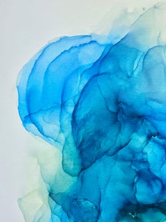 Deep: Abstract Painting on Paper, Ink, Framed, 2010s, 104x104 cm