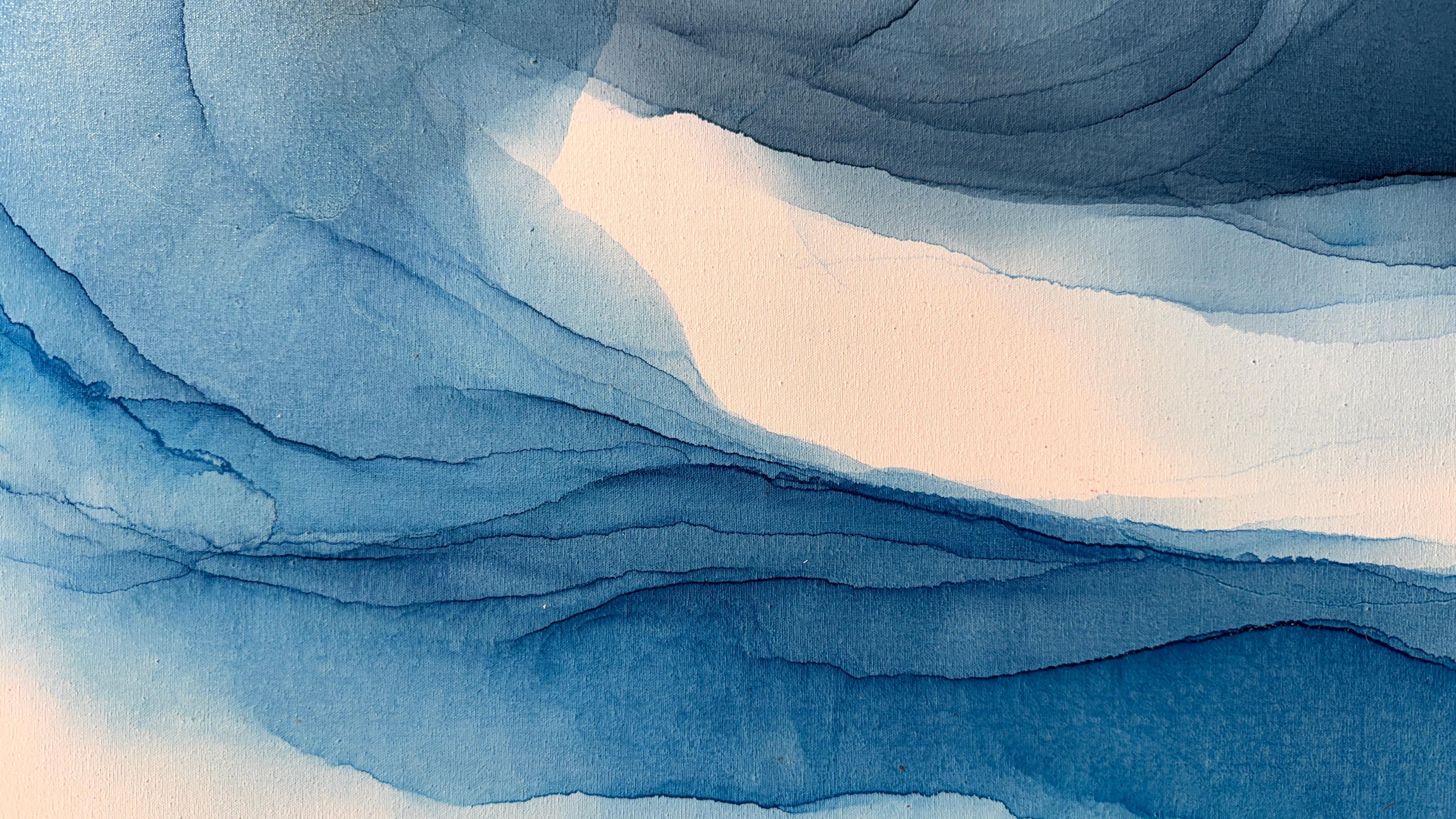 Mar adentro - Blue Abstract Painting by Paola Montemayor