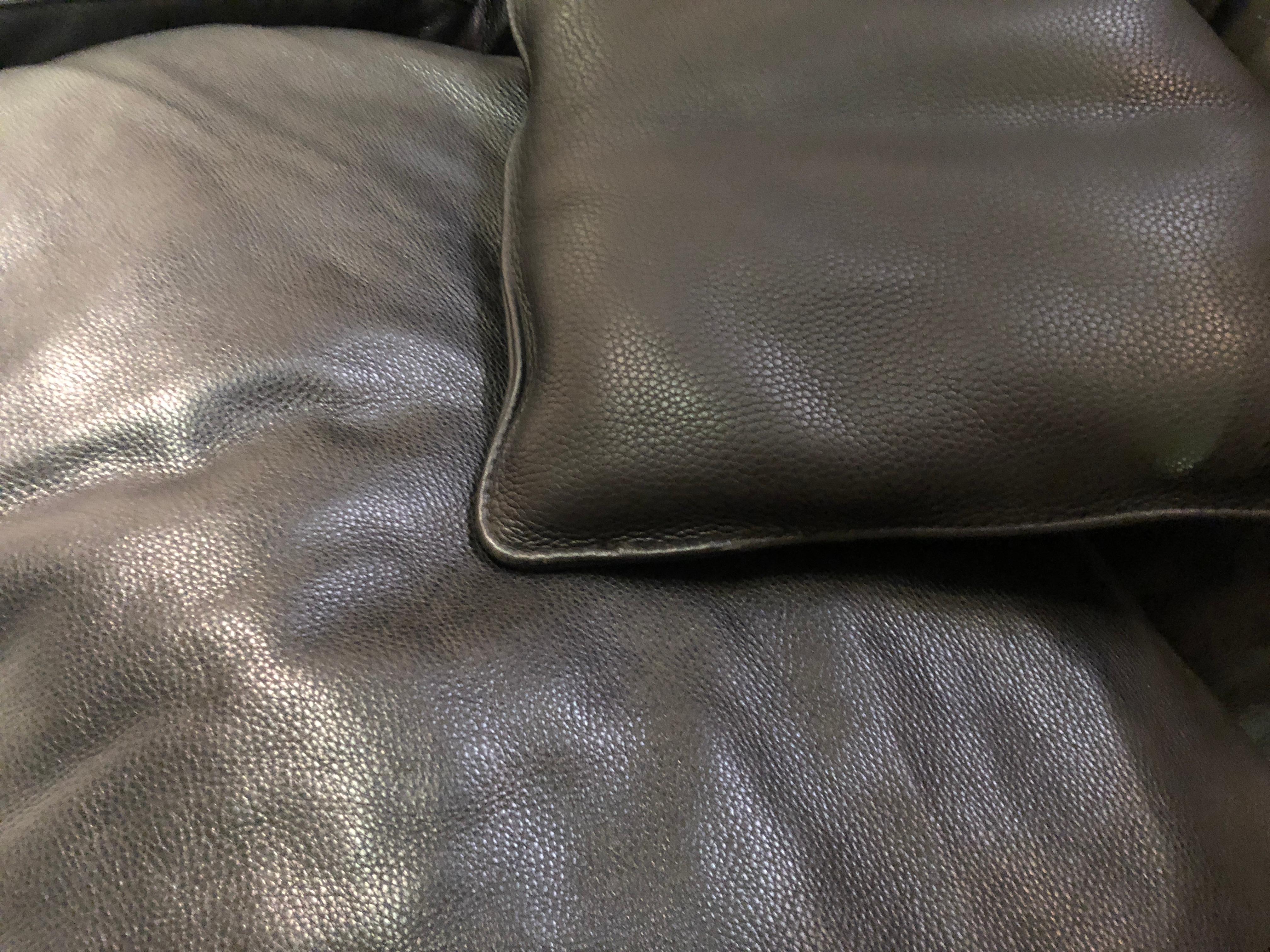 Paola Navone Budapest Elephant Black Leather Sofa for Baxter, 240 cm, 93