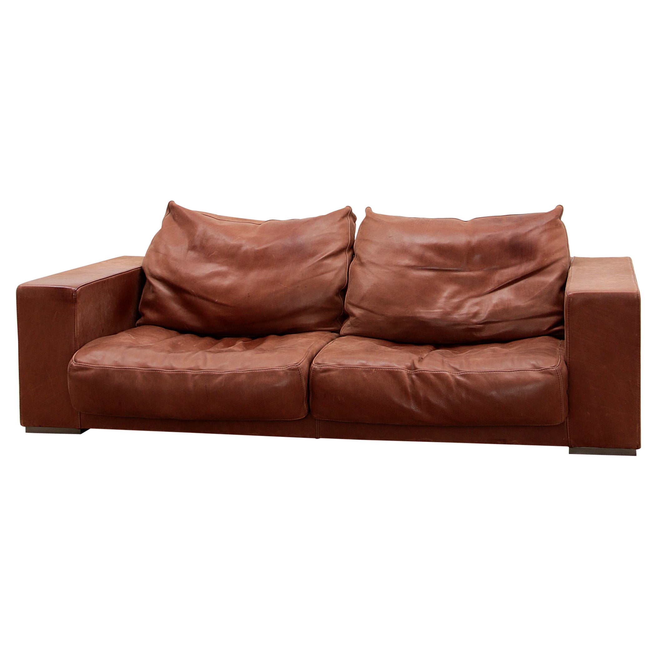 Paola Navone von Baxter, Italien, Sofa in Gognacfarben, Modell Budapest