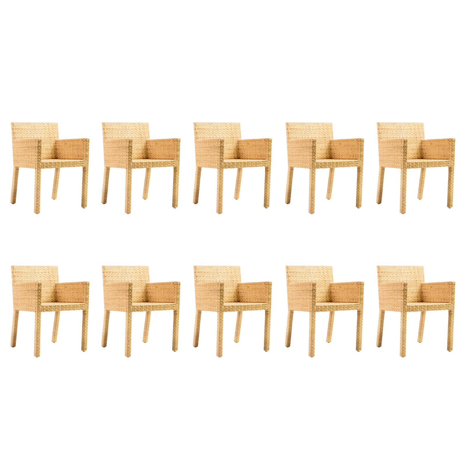 Paola Navone Set of Ten Cane Armchairs
