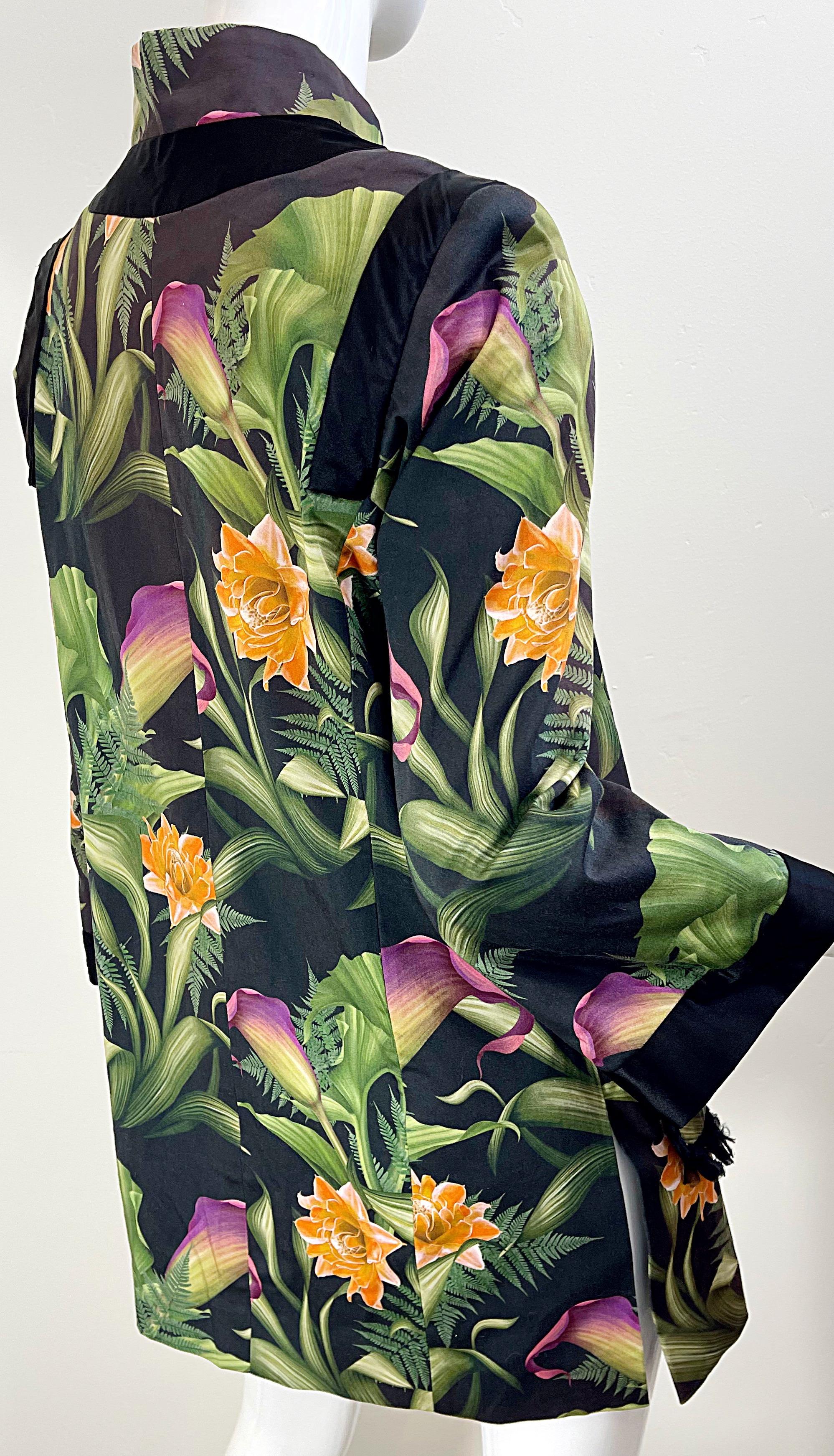 Paola Quadretti 1990s Couture Botanical Gardens Printed Silk Vintage 90s Jacket 3