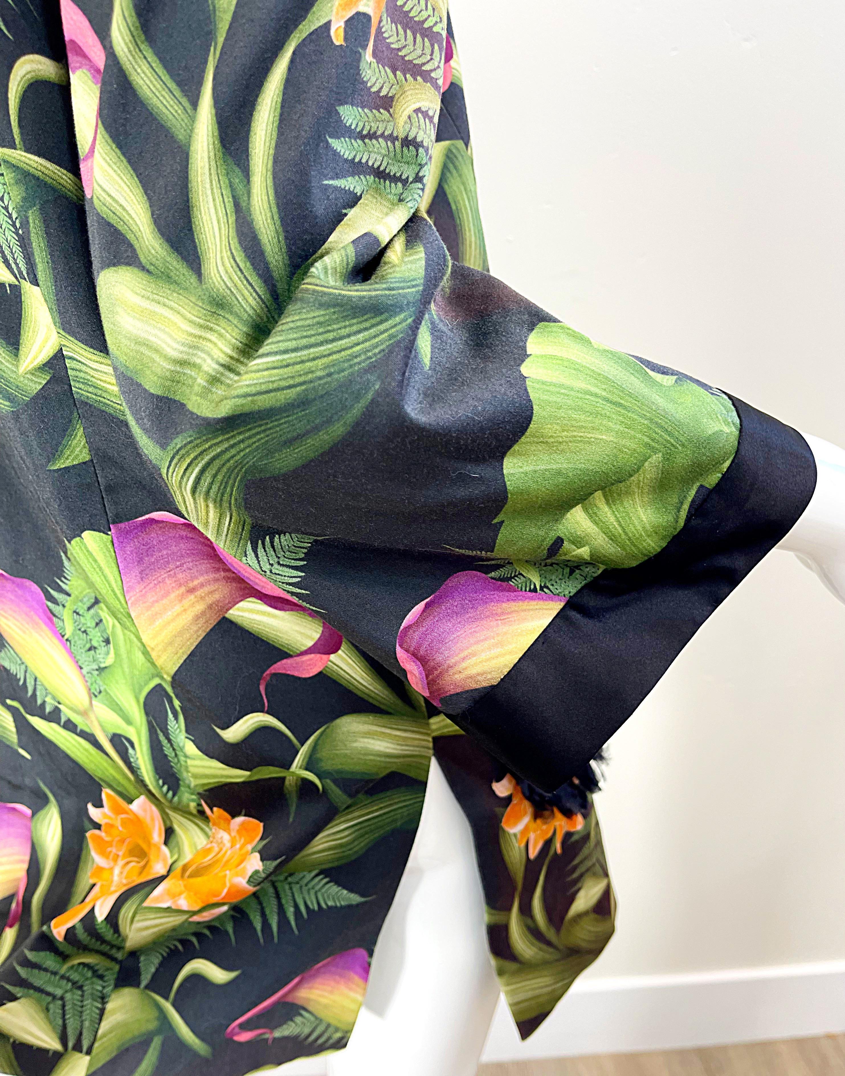 Paola Quadretti 1990s Couture Botanical Gardens Printed Silk Vintage 90s Jacket For Sale 4
