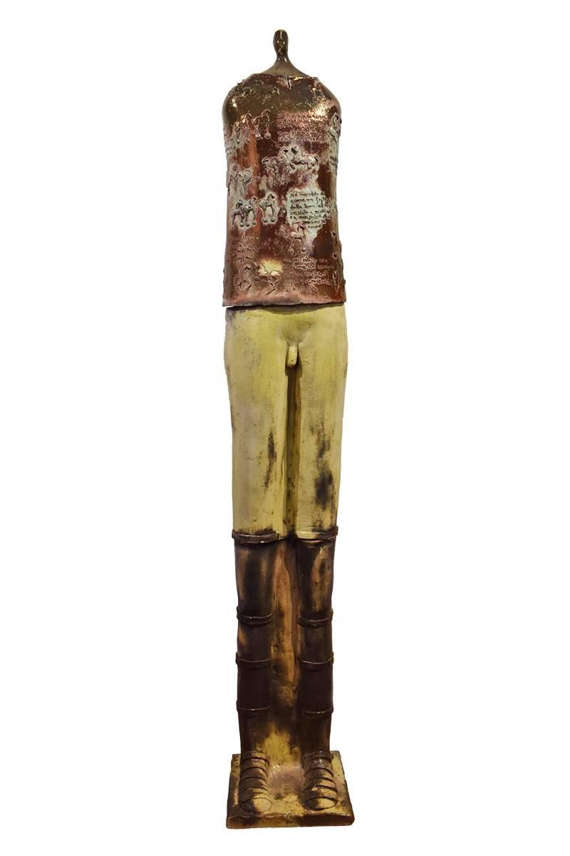 Paola Staccioli Figurative Sculpture - Paolo Staccioli "Un Guerriero" Unique Piece Ceramic Contemporary Art Sculpture
