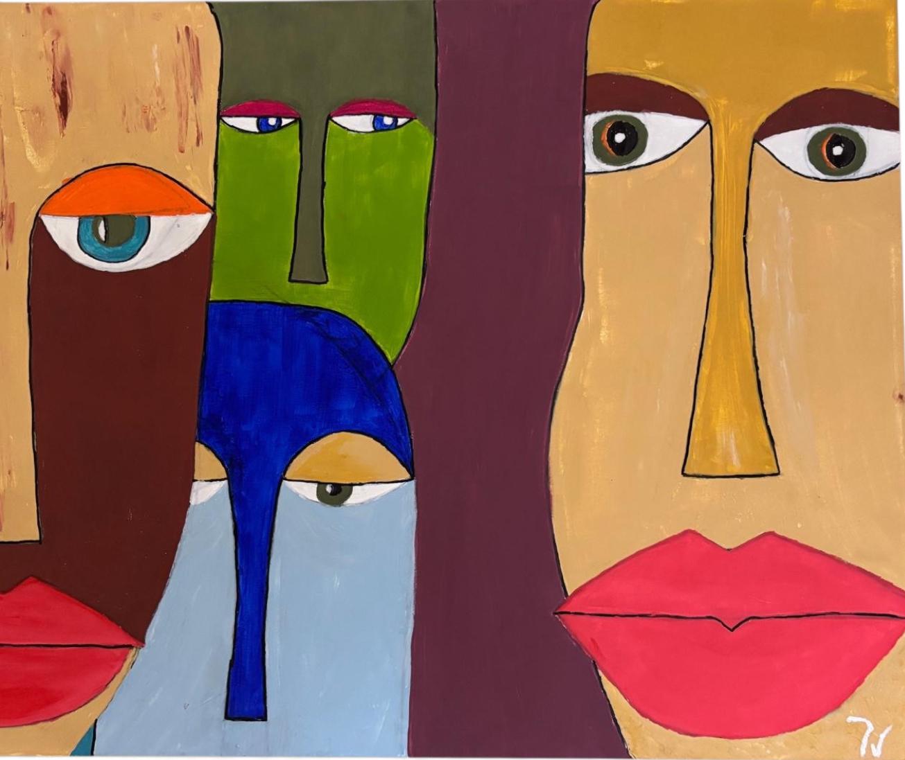 paola vignola Figurative Painting - Caras exoticas