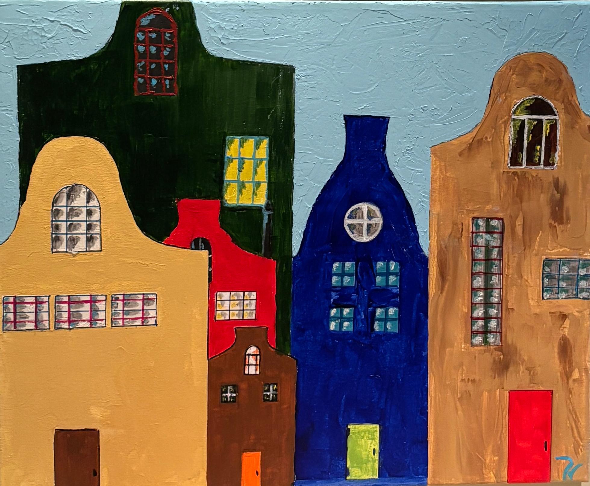 paola vignola Figurative Painting - Edificios de Ámsterdam