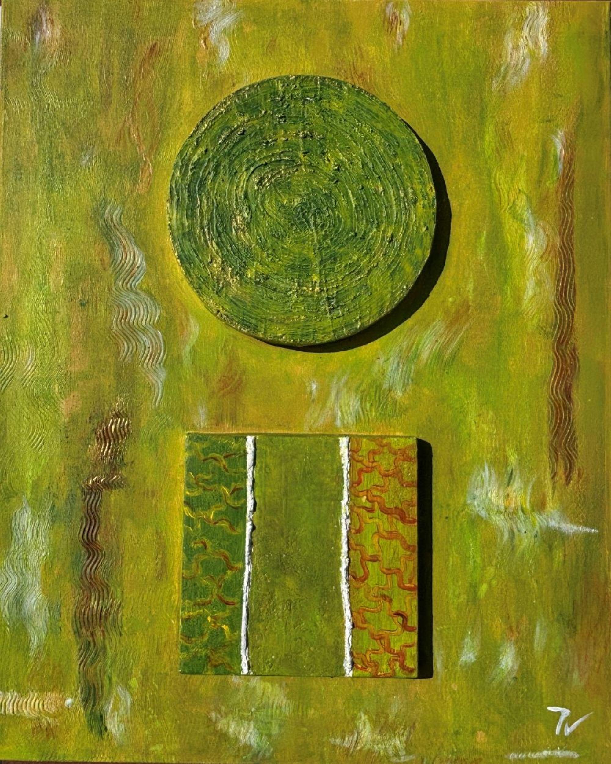 paola vignola Figurative Painting - Ligth green hope