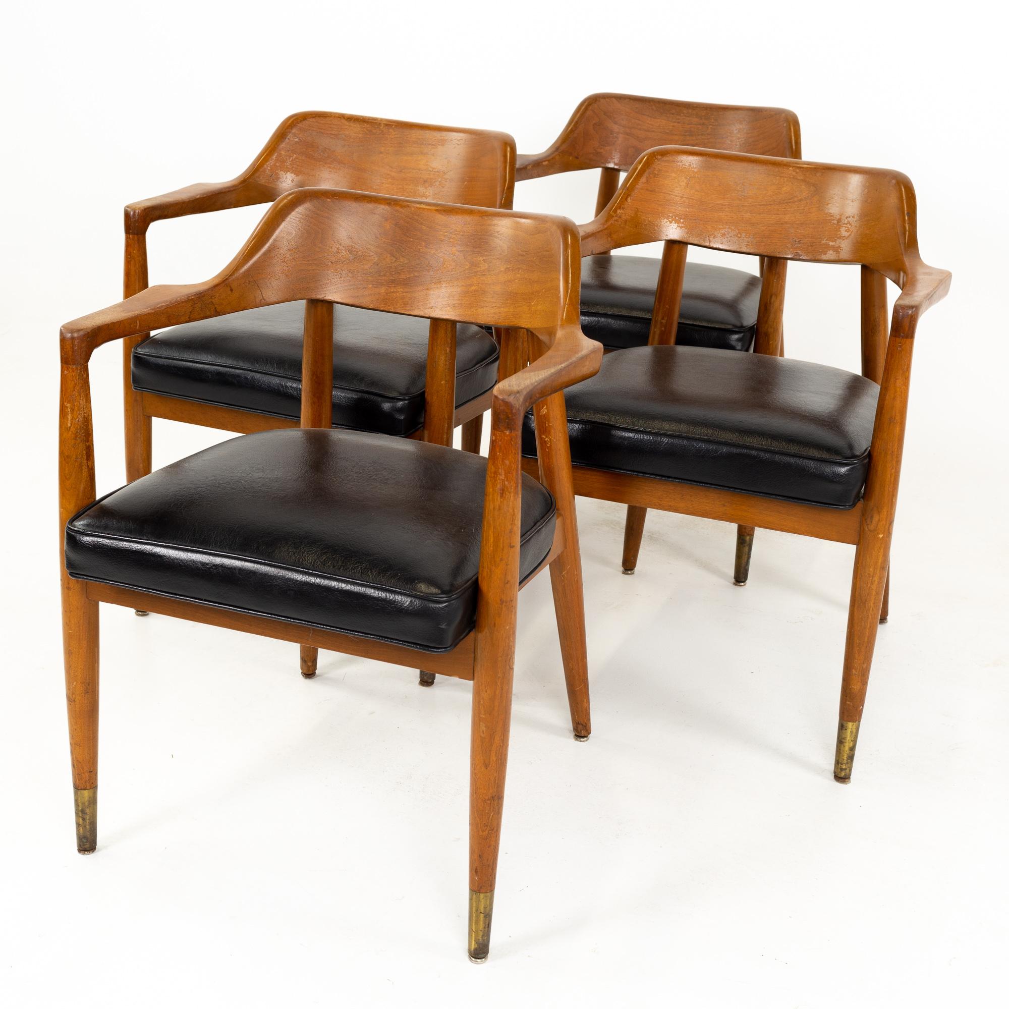 Paoli mid century walnut dining occasional chairs - Set of 4
These chairs are 23.5 wide x 23 deep x 30.75 inches high, with a seat height of 19 and arm height of 27.25 inches 

All pieces of furniture can be had in what we call restored vintage