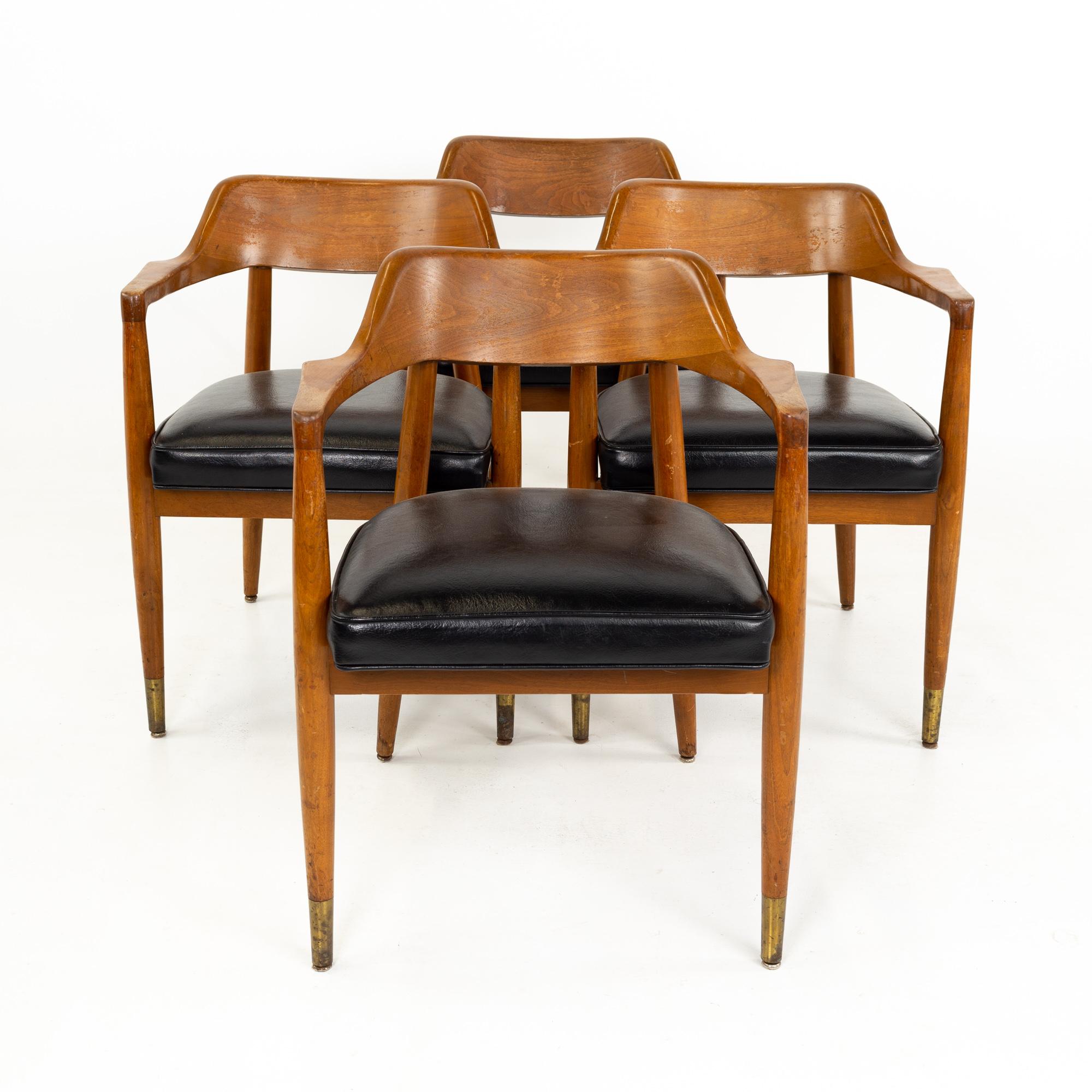 Mid-Century Modern Paoli Mid Century Walnut Dining Occasional Chairs, Set of 4