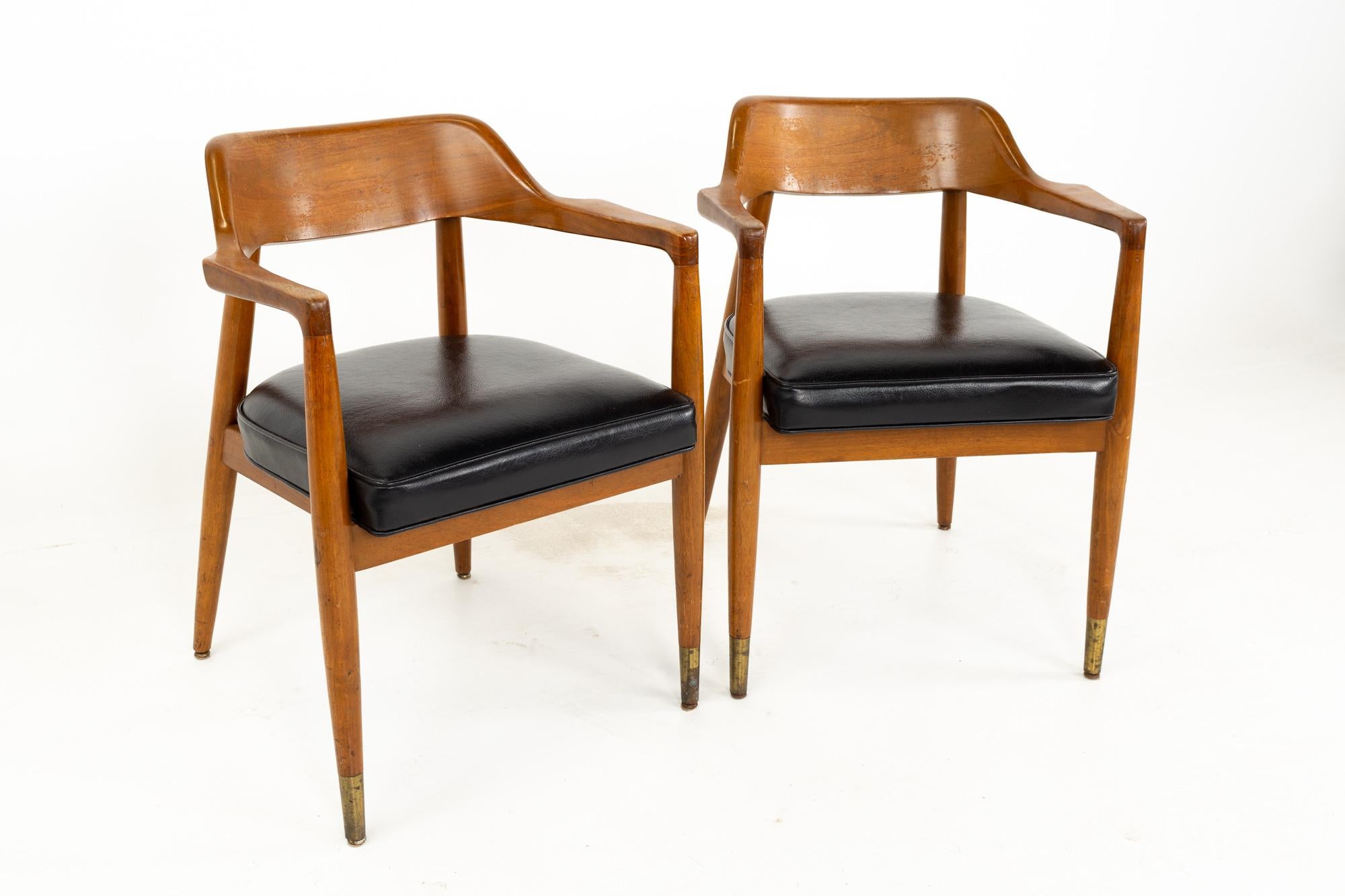 American Paoli Mid Century Walnut Dining Occasional Chairs, Set of 4