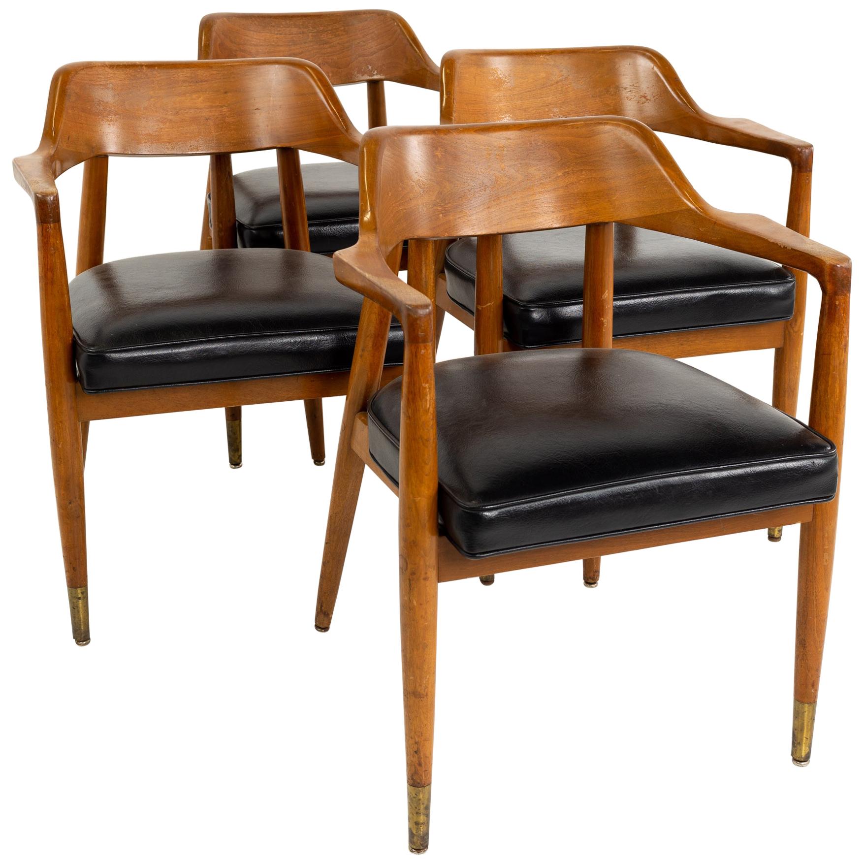 Paoli Mid Century Walnut Dining Occasional Chairs, Set of 4