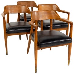 Used Paoli Mid Century Walnut Dining Occasional Chairs, Set of 4