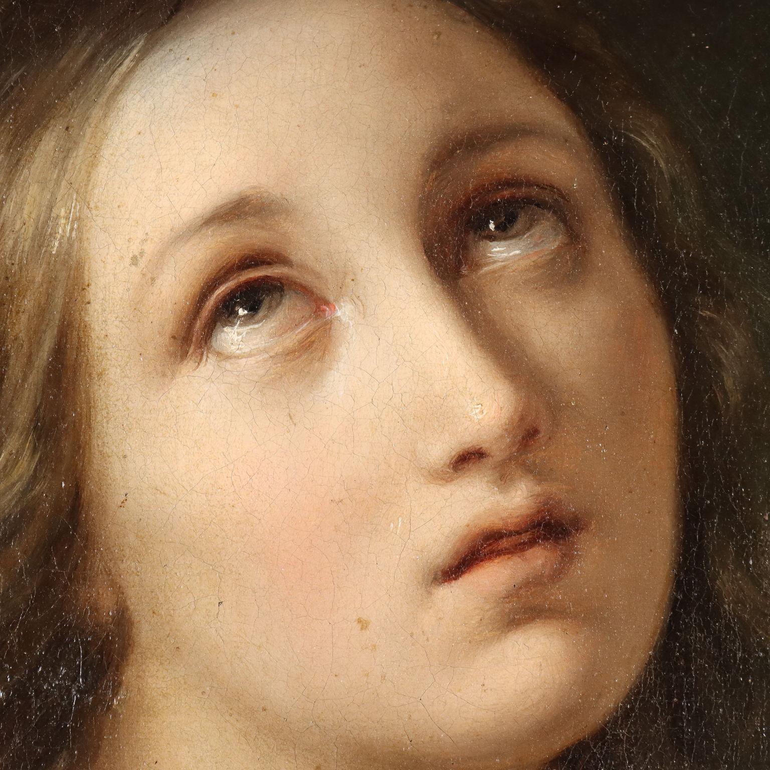 Fille en prière 19e siècle - Noir Figurative Painting par Paolina Pagnoncelli