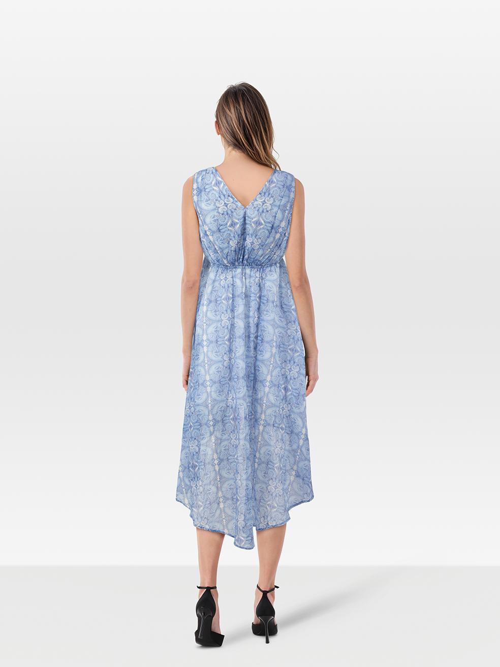 CONDITION is Very¬†good. Minimal wear to the dress is evident. Discolouration across the front and the pipping connecting the lining on the neckline and arm holes on this used Paolita designer resale item.
 
 
 
 Details
 
 
 Blue
 
 Cotton
 
