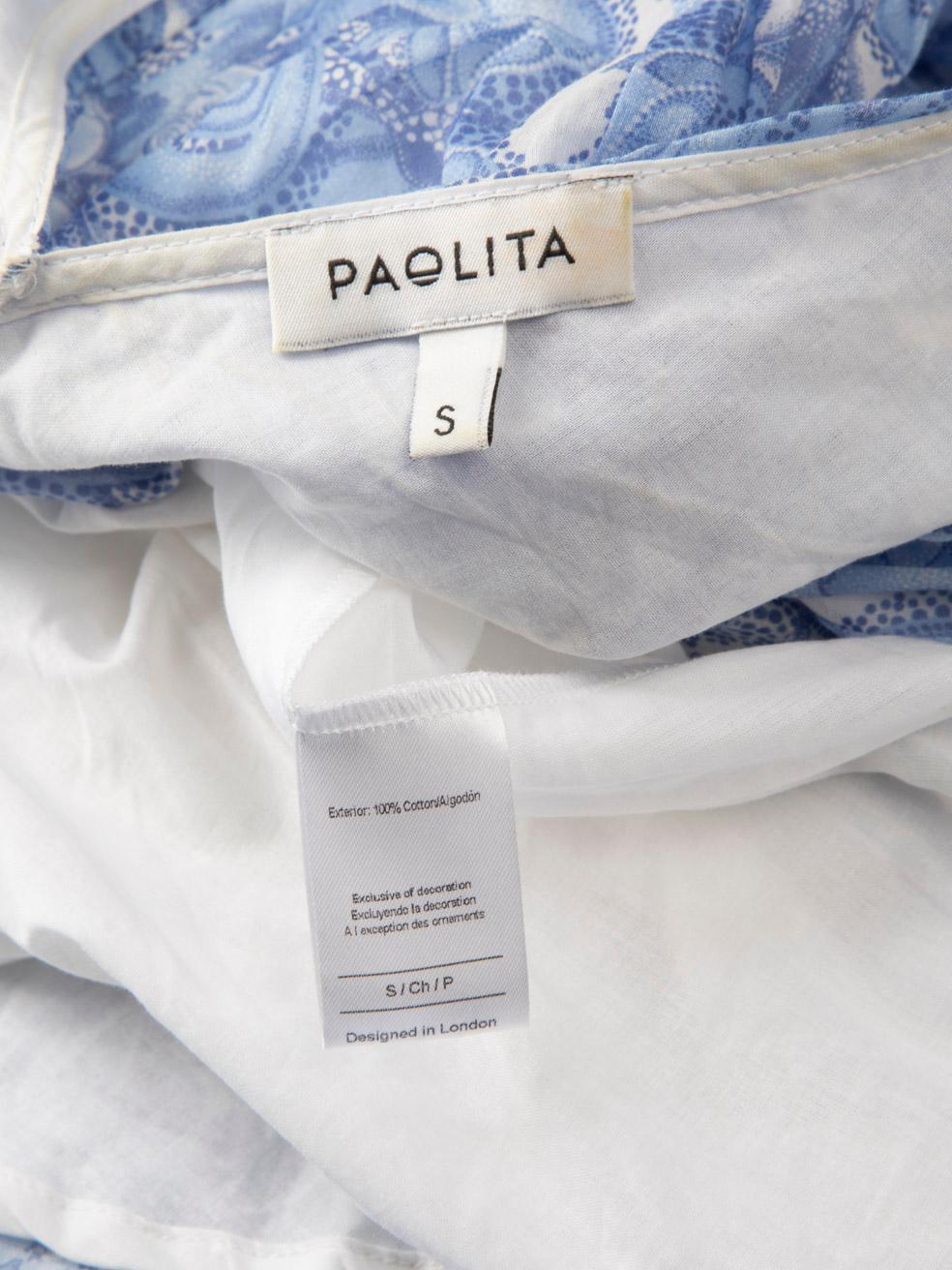 Paolita Blue Abstract High Low Hem Dress Size S For Sale 4