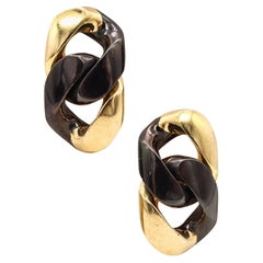 Paolo & Amedeo Bottoli Verona Double Links Earrings in Two Tones of 18kt Gold