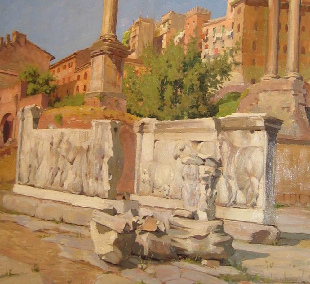 Fine Pair of  Classical Roman Landscape Oil on Canvas Signed P. Baroni, 1920 2