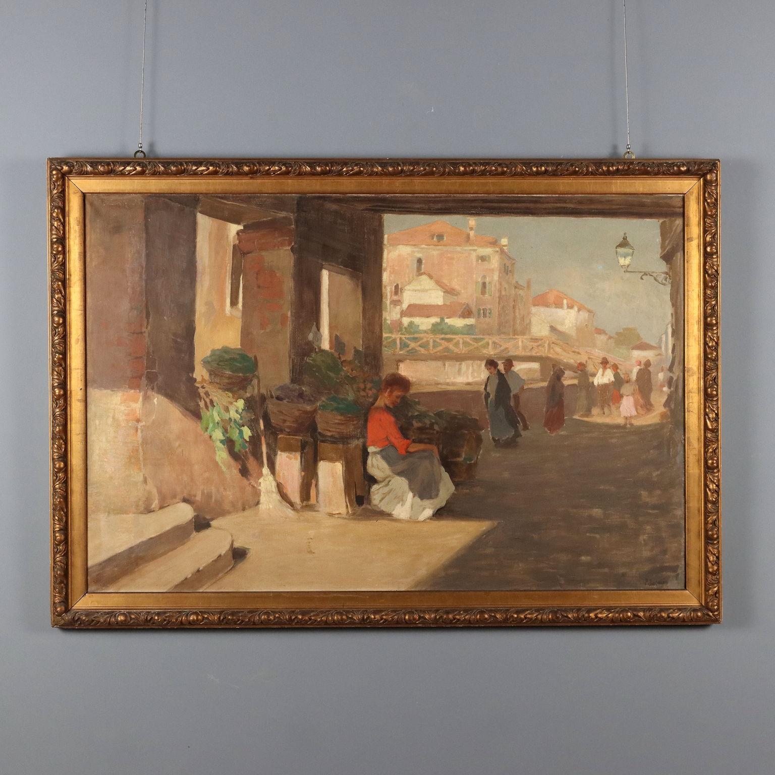 Glimpse of Village with Fruit Seller early 1900s