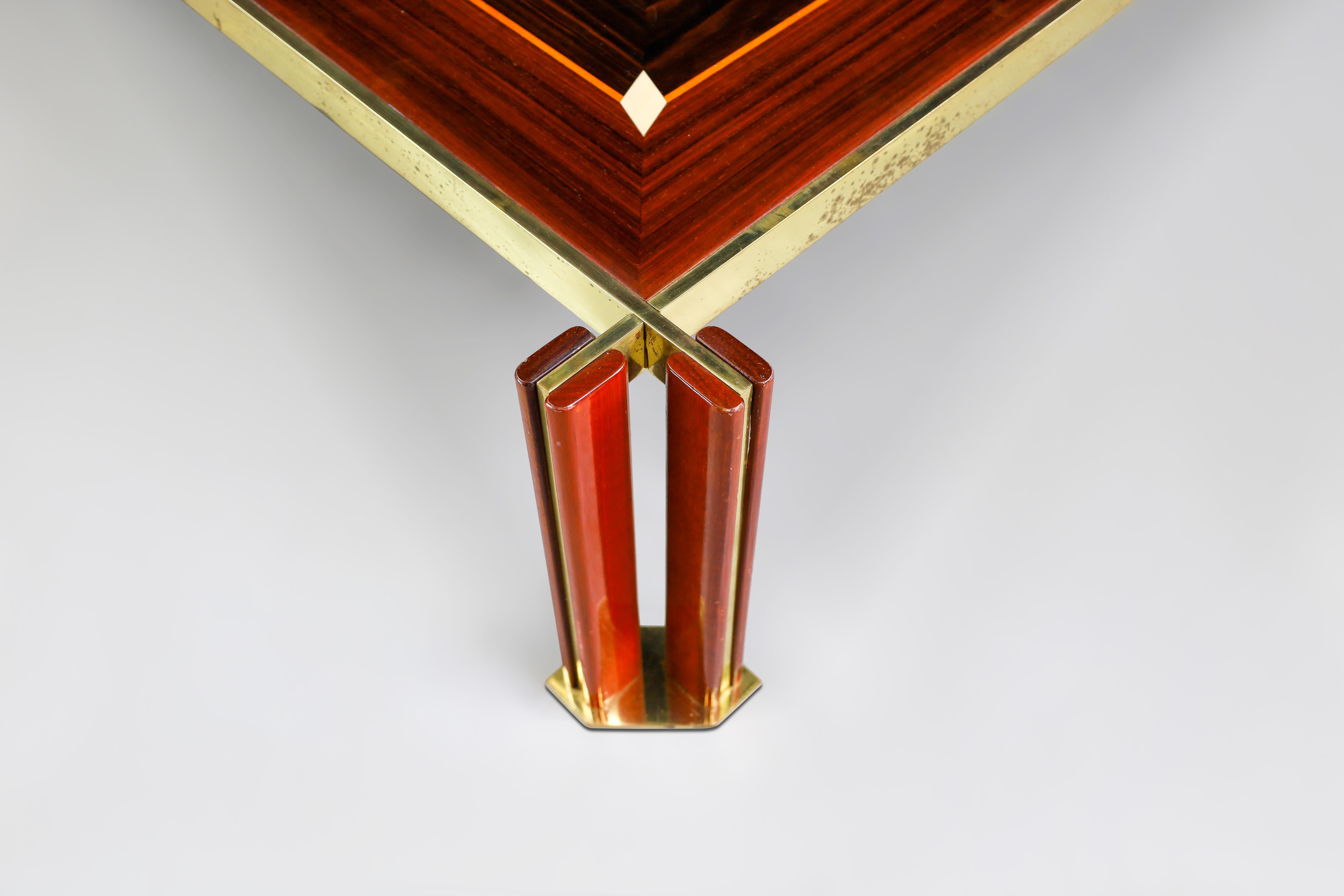 Großer Couchtisch aus Messing und Holz von Paolo Barracchia, Italien, 1970er Jahre im Angebot 2