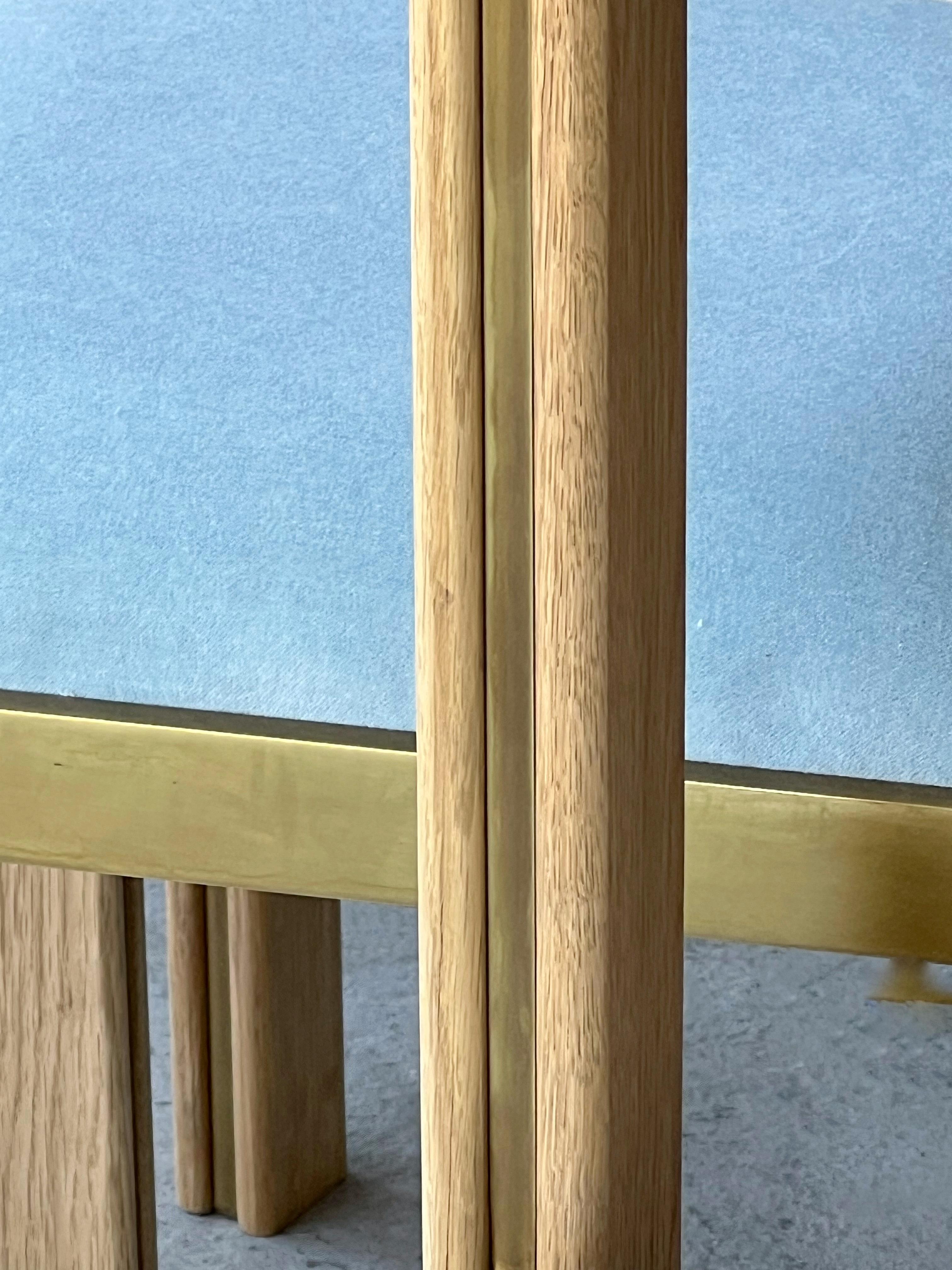 Paolo Barracchia Oak and Brass 8 Dining Chairs In Good Condition For Sale In Miami, FL