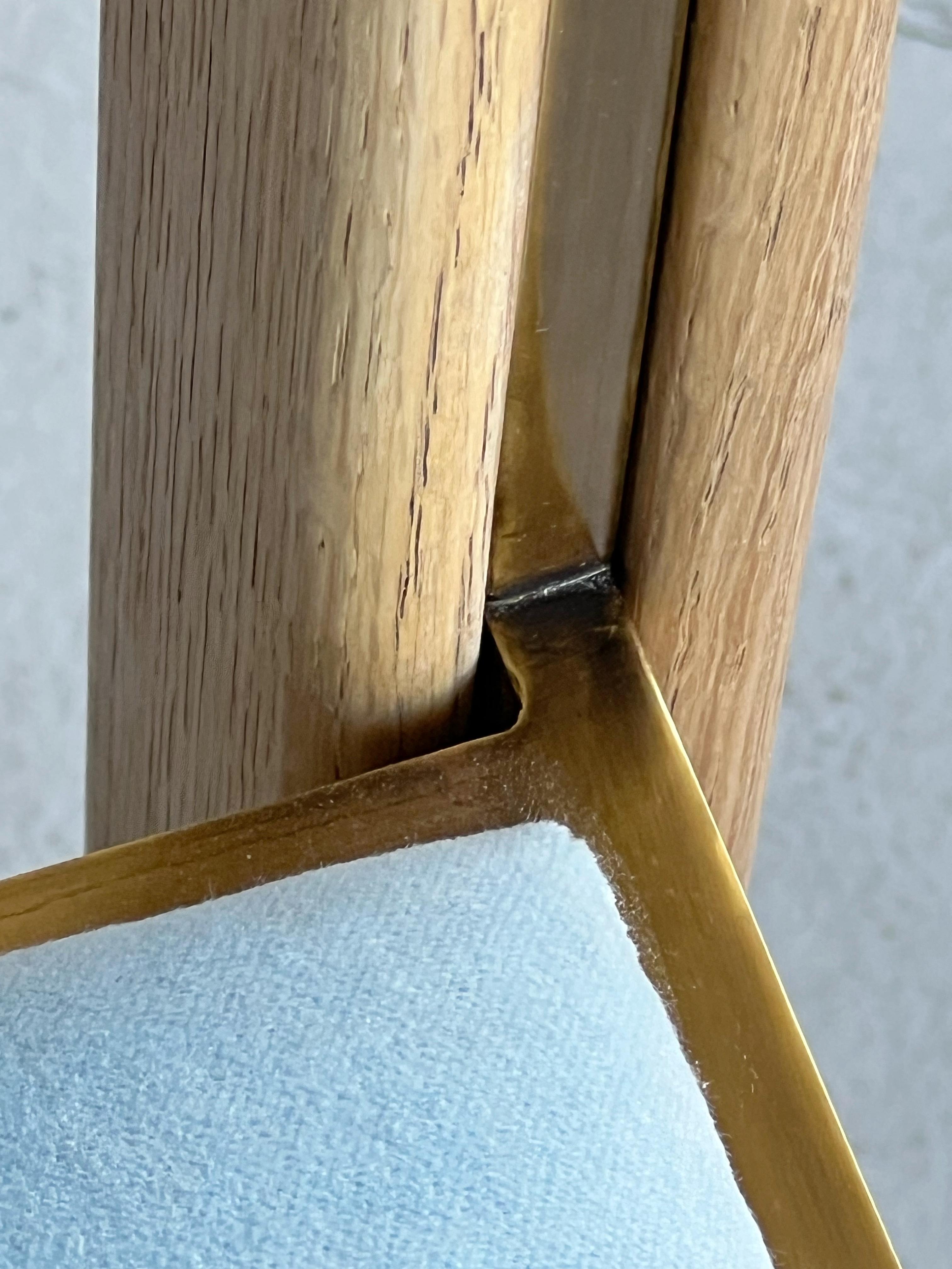 Paolo Barracchia Oak and Brass 8 Dining Chairs For Sale 2