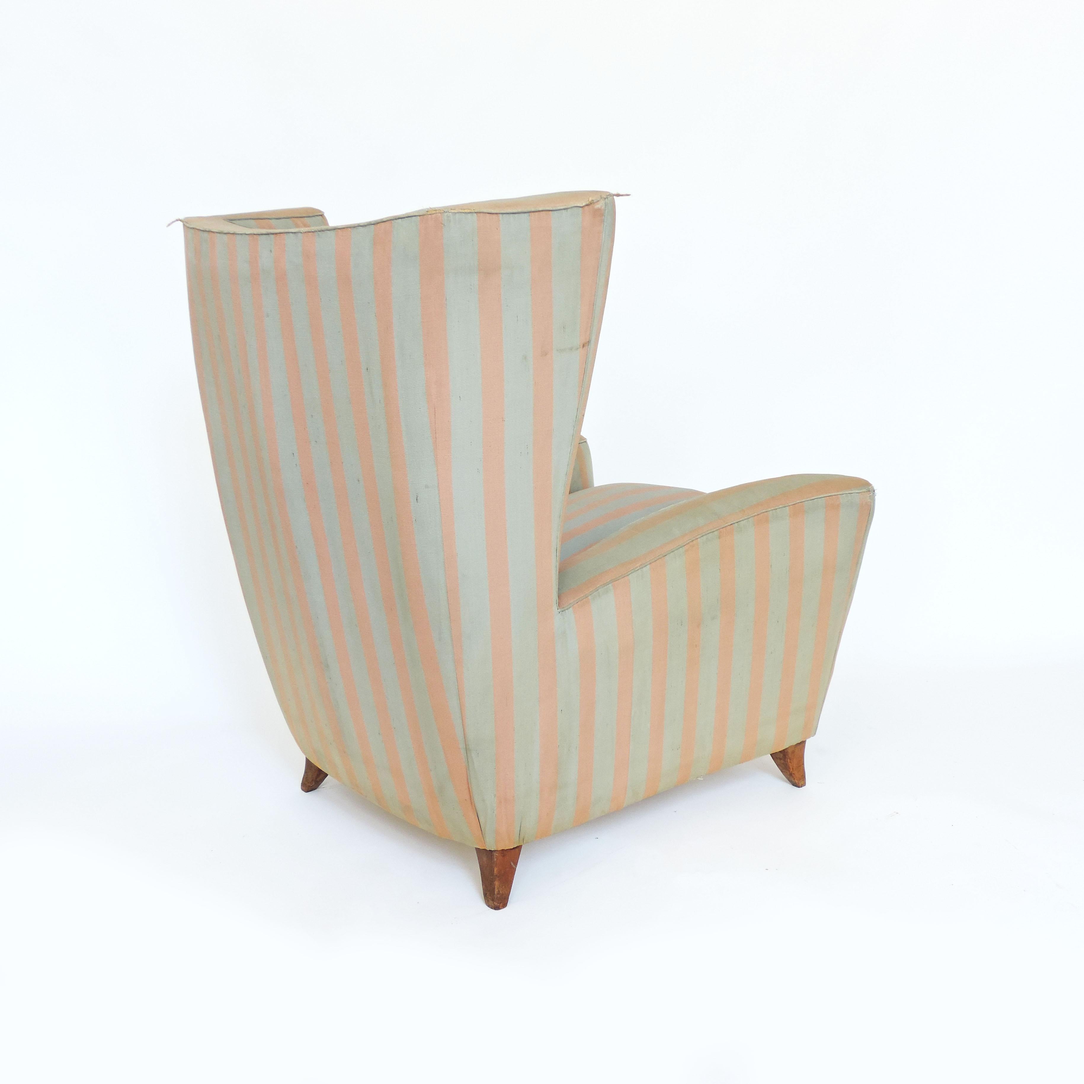 pink striped armchair