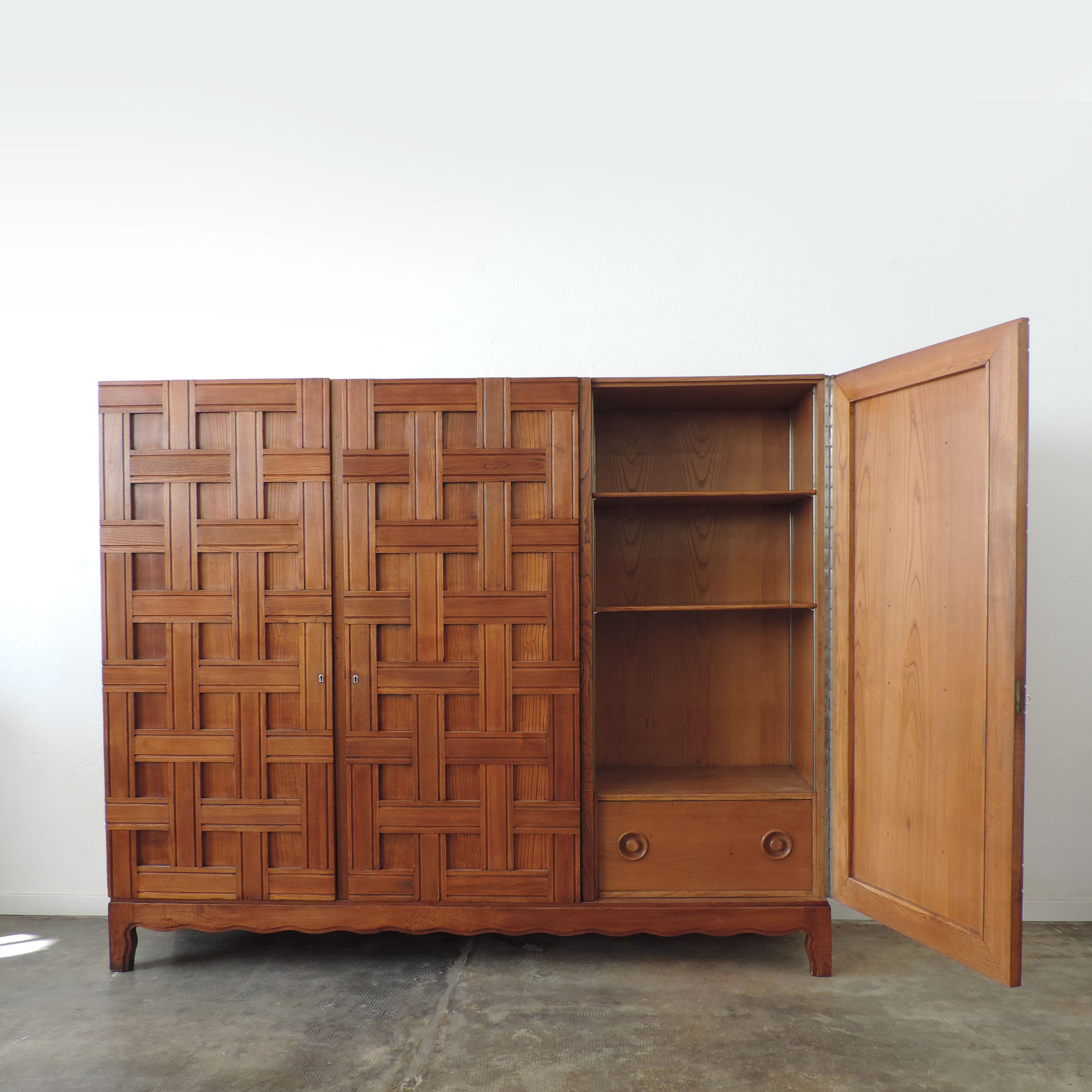 Paolo Buffa 1940s Oak Wood Cupboard, Italy 7