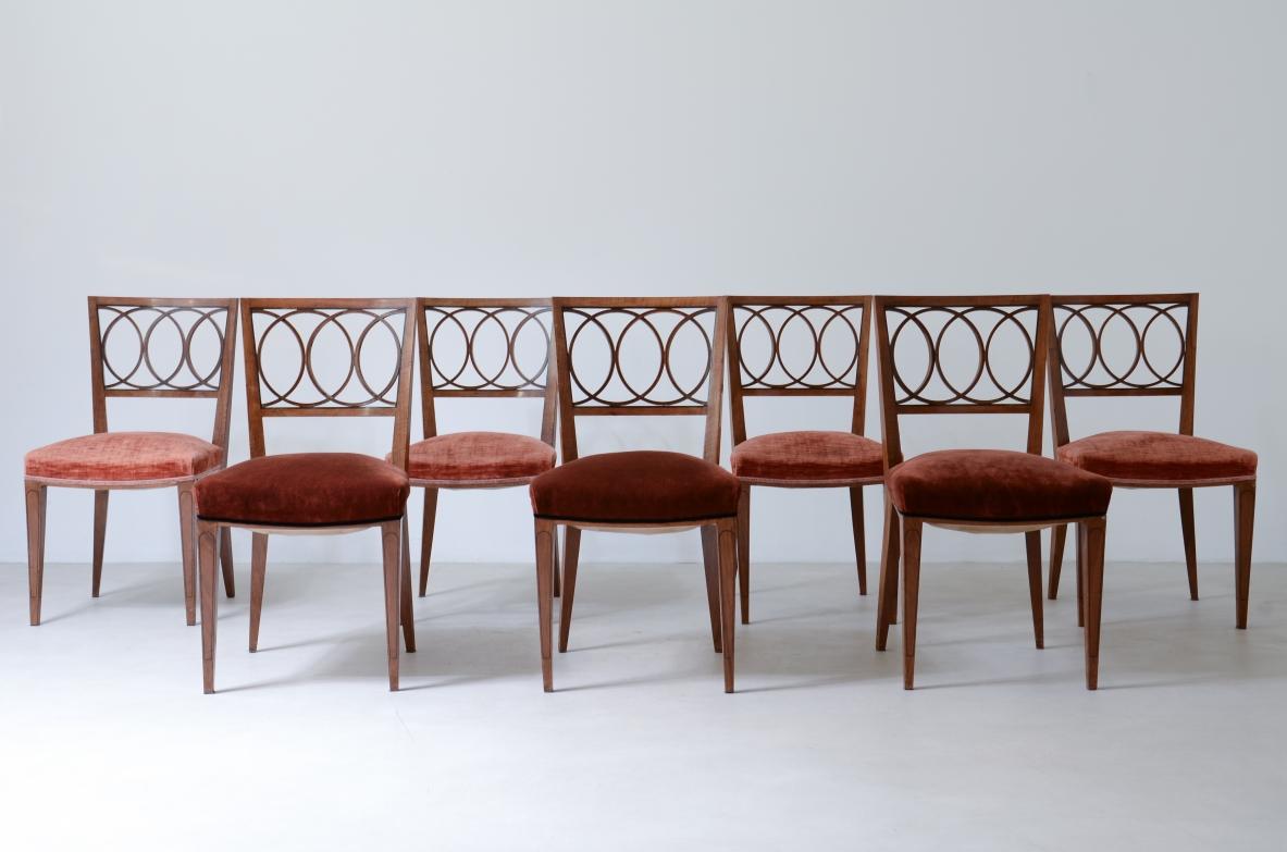 Walnut Paolo Buffa 8 elegant walnut chairs For Sale