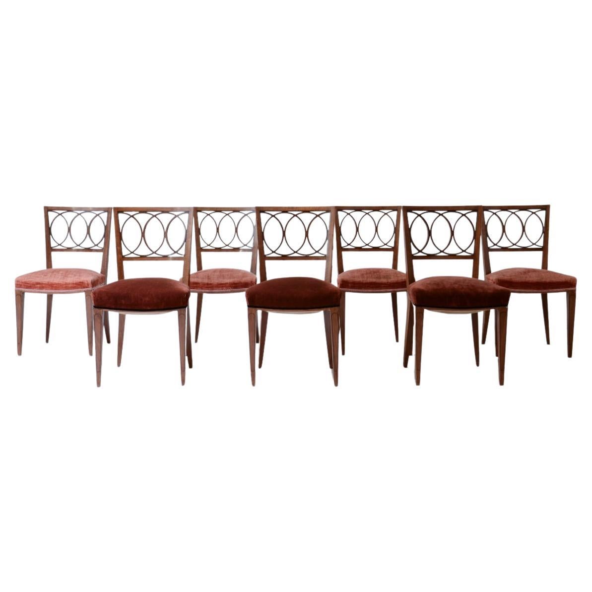 Paolo Buffa 8 elegant walnut chairs