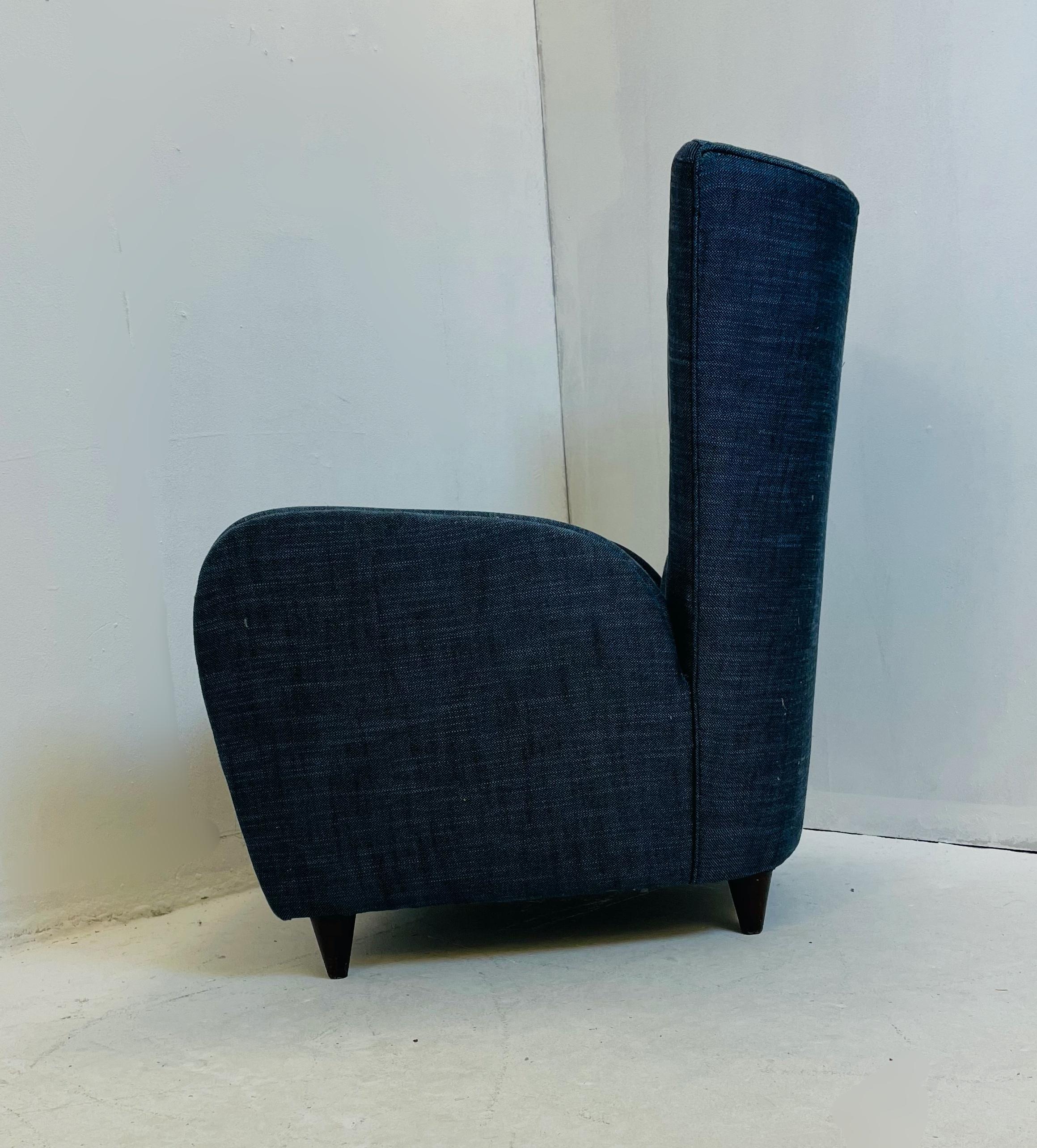 Mid-Century Modern Paolo Buffa Blue Fabric Armchair  In Good Condition For Sale In Brussels, BE
