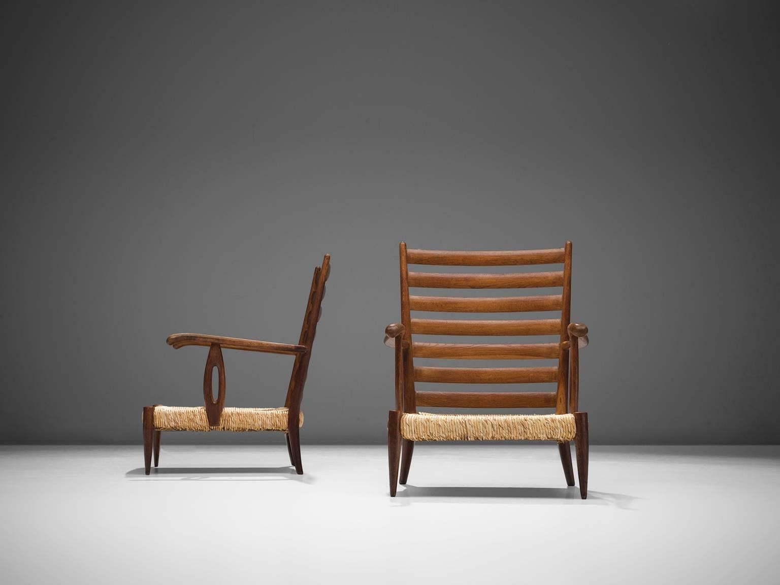 Mid-Century Modern Paolo Buffa Armchairs in Walnut and Cane