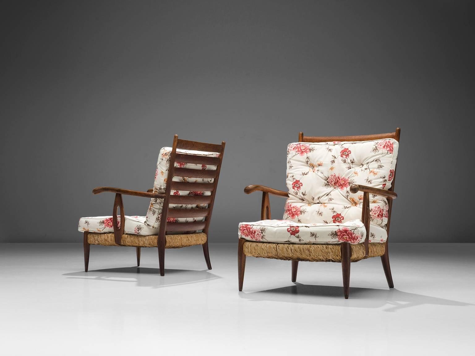 Paolo Buffa Armchairs in Walnut and Cane 1