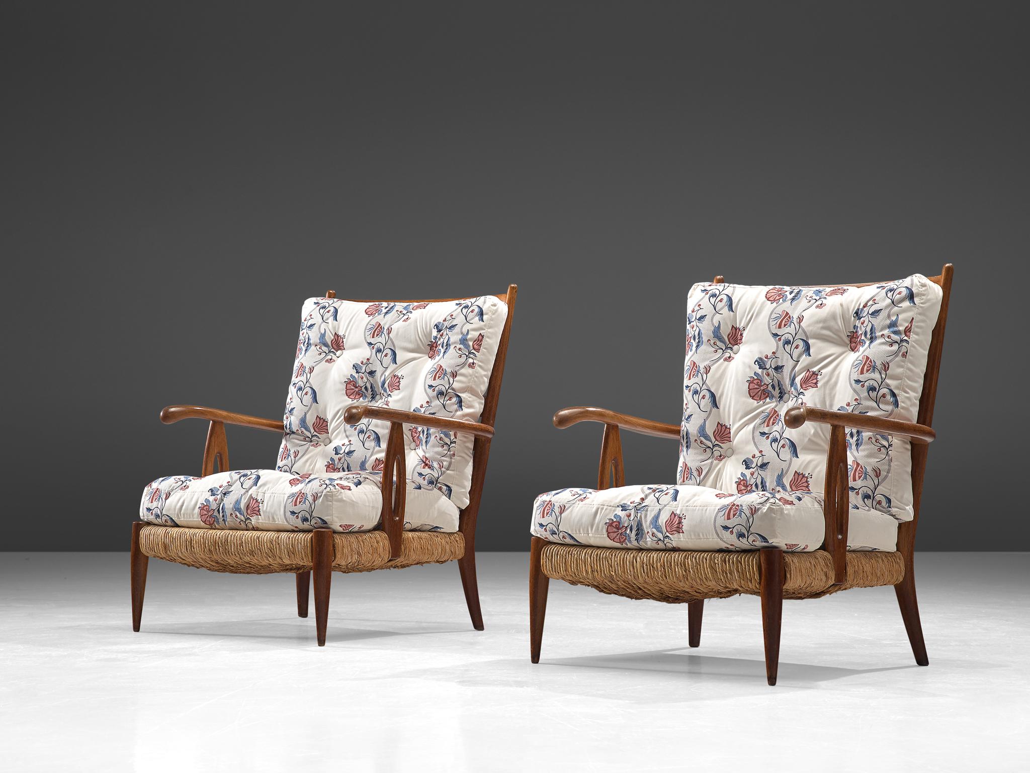 Mid-Century Modern Paolo Buffa Armchairs with ZAK+FOX 'Fantasma' Collection 2020 Upholstery