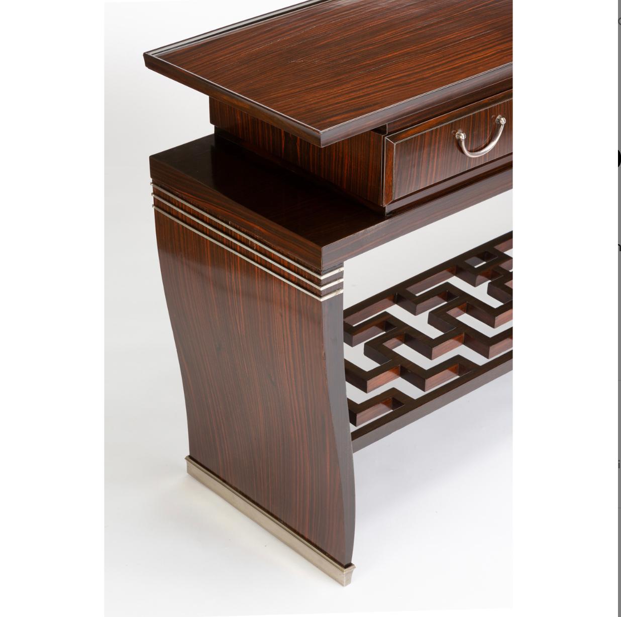 art deco console table with drawers