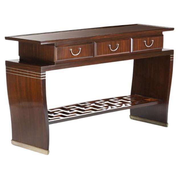 Paolo Buffa, Console Art Déco en bois et laiton, Italie, années 1930 en vente