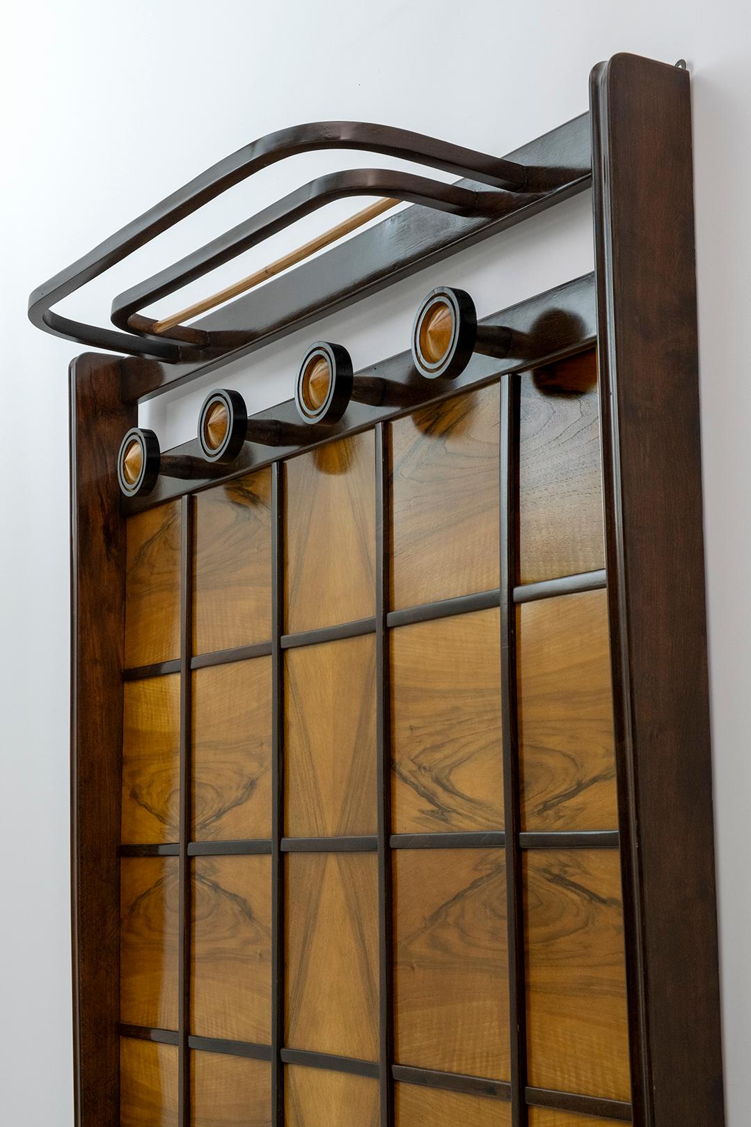 Paolo Buffa Art Deco Italian Walnut Coat Rack Whit Umbrella Stand, 1925 7