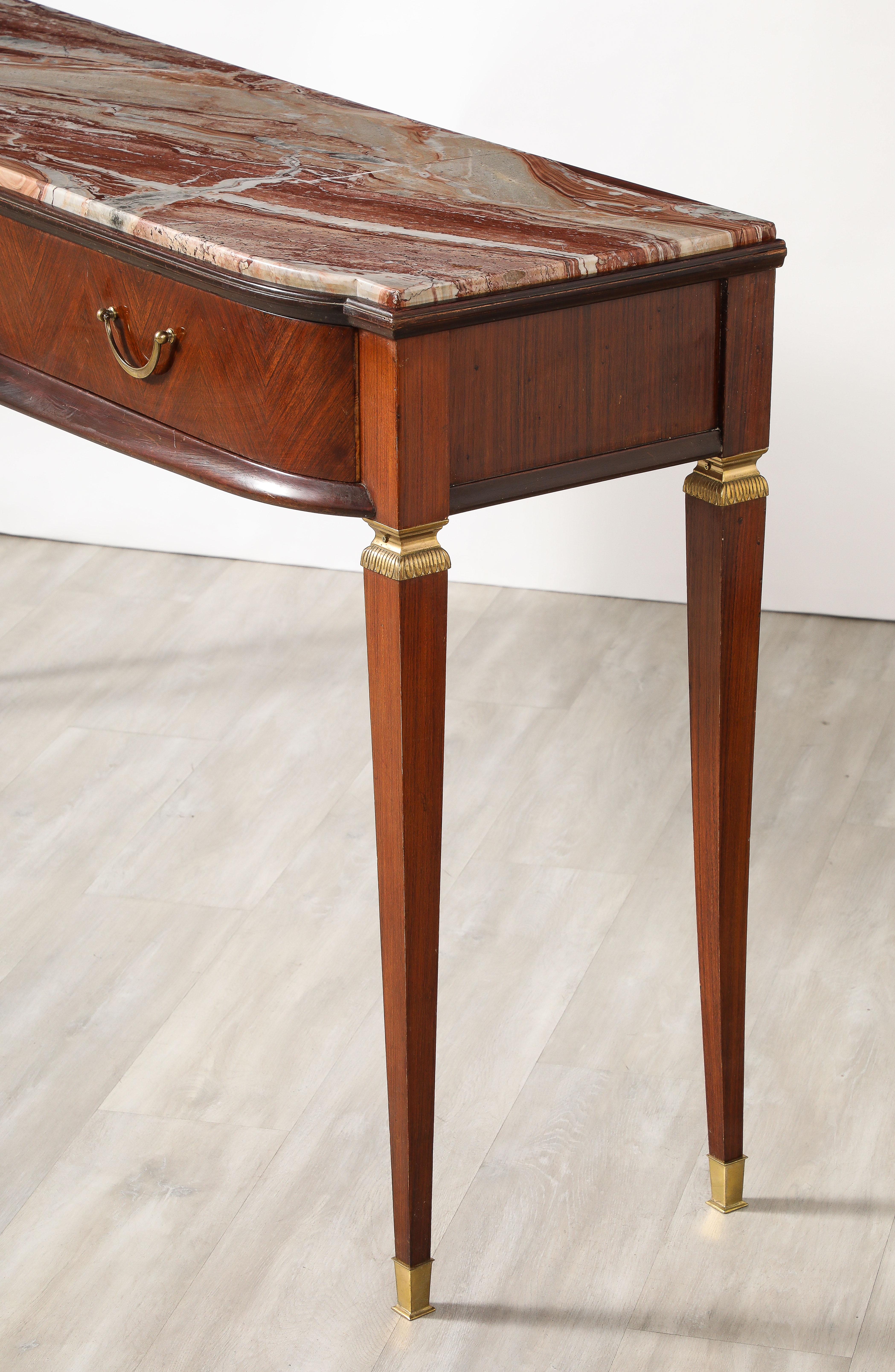 Mid-20th Century Paolo Buffa Console Table with Marble Top, Italy, circa 1950 For Sale