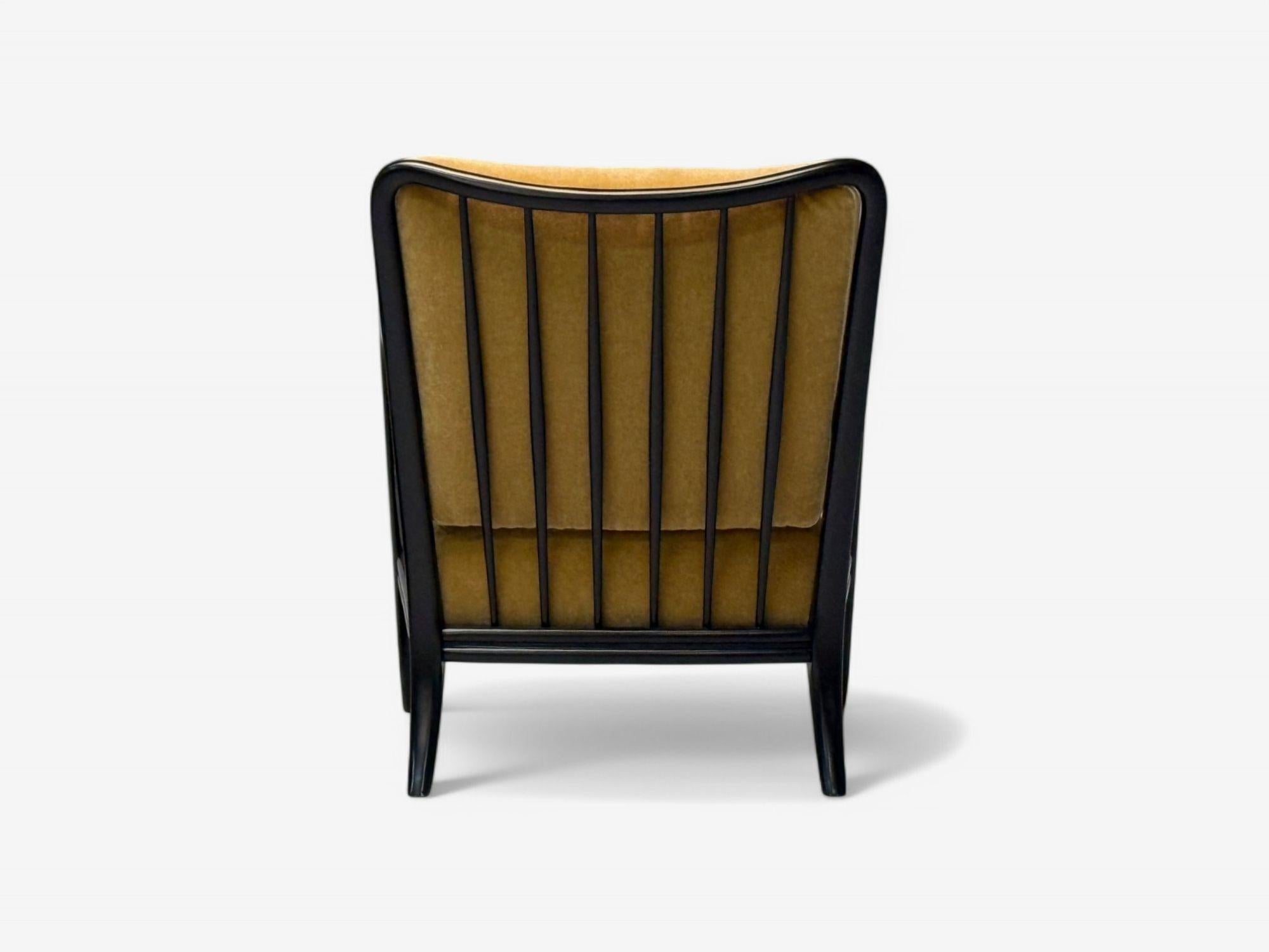 Paolo Buffa attr, Moderna italiana de mediados de siglo, Mohair camel, Sillas de salón, años 40 en venta 5