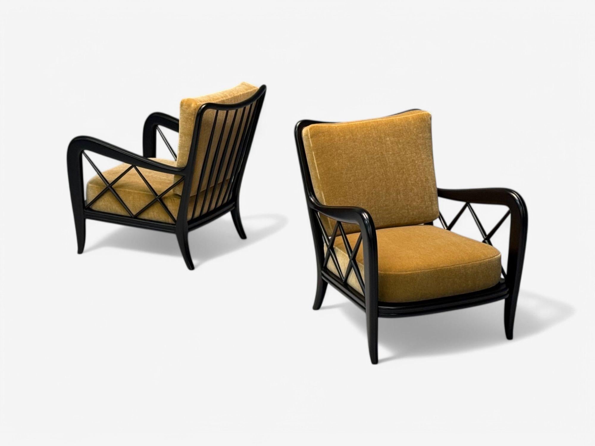 Paolo Buffa attr, Moderna italiana de mediados de siglo, Mohair camel, Sillas de salón, años 40 Italiano en venta