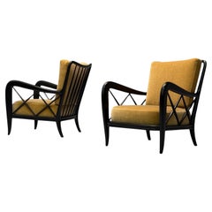Paolo Buffa attr, Italienische Mid-Century-Modern-Loungesessel aus Kamel-Mohair, Loungesessel, 1940er Jahre