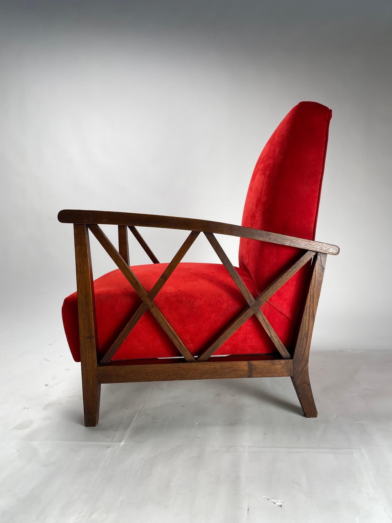 Mid-Century Modern Paolo Buffa (Attr.) Pair Of Italian Wooden Armchairs, Italy  (Customizable) For Sale